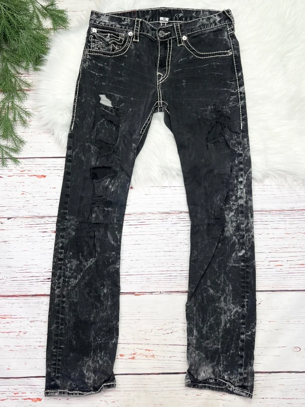 👖|•TRUE RELIGION•| Distressed Straight Leg Jeans Size 32x30👖